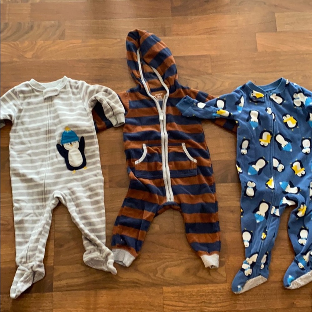 Pjs, fleece sweat suit and fleece romper